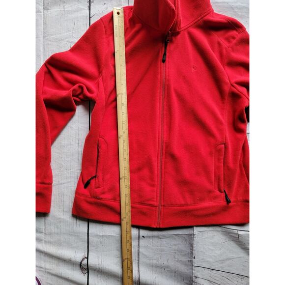 Danskin Now Full Zip Jacket Womens L 12-14 Red Fleece Pockets Mock Neck Soft - Picture 5 of 8
